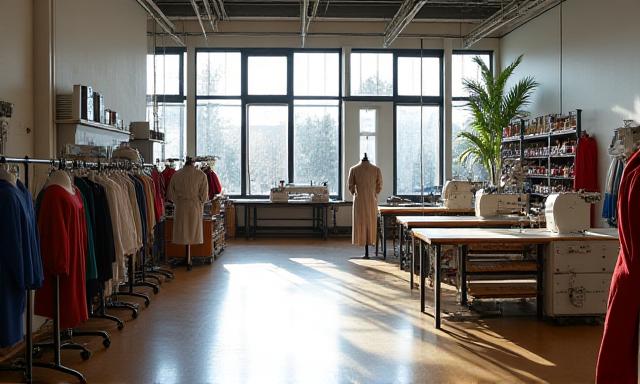 The sunlit interior of the Silk & Compass Threads workspace in Toronto